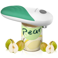 1 x RAW Customer Returns HAUSHOF Electronic Automatic Can Opener, Can Opener, Professional Can Opener, Safe Can Opener for Seniors, Kids and Cooks, Battery Operated Cordless Can Opener 4 Batteries Included , Green - RRP €22.18