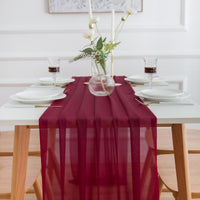 1 x RAW Customer Returns AOKSUNOVA table runner chiffon burgundy red 70 x 400cm decorative fabric wedding table decoration washable - RRP €20.16