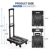 1 x RAW Customer Returns SPACEKEEPER Folding Hand Truck, 227KGS Heavy Duty Platform Cart with 6 Wheels and 2 Elastic Ropes for Luggage, Travel, Car, Shopping, Moving and Office, Black - RRP €46.99