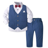 1 x RAW Customer Returns Nwada Toddler Baby Boys Tuxedo Outfits Clothes Set Long Sleeve Shirt with Bow Tie Vest Pants Christening Gown Suit 2-3 Years - RRP €38.33