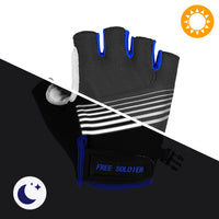 1 x Brand New FREE SOLDIER Cycling Gloves Anti-Shock Gel Padded Bicycle Gloves Breathable Anti-Slip MTB Gloves Full Finger Half Finger Bike Gloves for Men Half Finger Blue,M  - RRP €31.2