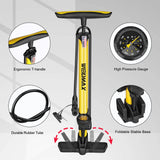 10 x Brand New WEIDMAX High Pressure Floor Pump, Ergonomic Bicycle Pump with Pressure Gauge, Air Pump Bicycle All Valves, Bicycle Tire Pump, Portable Bicycle Pump for Presta Schrader Valve, 160 psi, Yellow - RRP €190.1