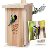 1 x RAW Customer Returns wild animal heart Natural nesting box for blue tits and small species of tits made of solid wood - screwed, untreated, weatherproof, bird house for tits, nesting aid with 28 mm entry hole - RRP €30.24