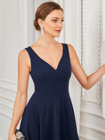 1 x Brand New ALISA PAN Women s Cocktail Dress Asymmetrical Long V-Neck Sleeveless A Line Sexy Navy Blue M - RRP €22.99