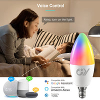 1 x RAW Customer Returns GY Alexa Light Bulb Smart Lamp E14 C37 6W 600lm, Alexa Accessories WLAN Light Bulb Compatible with Google Home 2.4 GHz, RGB Dimmable Warm White-Cold White and Multi-Color Bulb, 2 Pack - RRP €18.29