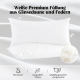 1 x RAW Customer Returns puredown set of 2 down pillows, pillow 40x80cm, 720g filling feather pillow, goose down stomach sleeper pillow washable, 100 cotton cover, white - RRP €59.99