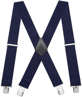 2 x Brand New Chalier 50mm Men s X-Back Elastic Adjustable Suspenders with Clips Size One Size Navy - RRP €30.24