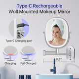 1 x RAW Customer Returns FUNTOUCH Rechargeable Cosmetic Mirror with 1X 7X Magnification LED Lighting, Dimmable Shaving Mirror 3 Colors, Touchscreen Makeup Mirror, 360 Rotatable, Wall Mirror for Bathroom and Hotel - RRP €42.68