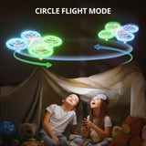 1 x RAW Customer Returns TOMZON Mini Drone for Children, Blue and Green LED Lights, RC Quadcopter with 2 Batteries, Headless Mode, Throw Go 3D Flip Rotation Circle Flight for Beginners Kids Red Propellers - RRP €35.28