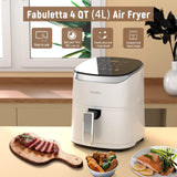 1 x RAW Customer Returns Fabuletta Hot Air Fryer 4L, 9-in-1 Air Fryer, Max 230 Hot Air Fryers, Digital LED Touchscreen AirFryer, Rapid Air and Fat Removal Technology, Preheating, Shake Mode pearl white  - RRP €83.45