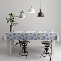 15 x Brand New STARUBY Dirt-repellent PVC table linen, 140 x 200 cm waterproof wipeable tablecloth, waterproof plastic tablecloth for the kitchen, water-repellent, floral pattern in blue - RRP €306.0