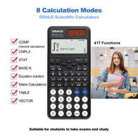 1 x RAW Customer Returns OSALO Scientific Calculator 417 Function 10 2 Digits, Written Screen Solar and Battery Calculator, Protective Case for School, Black Color OS 991ES Plus 2nd Edition  - RRP €27.05