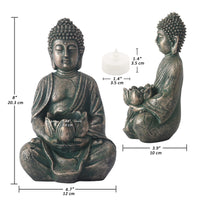 1 x RAW Customer Returns Yeomoo Meditation Buddha Figure Tealight Holder Candle Holder Decorative Living Room - Buddha Figures with Lotus Zen Room Decoration Garden Decoration for Outdoors with LED Tealight Personalized Gifts Copper 20CM - RRP €27.99