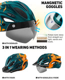 1 x RAW Customer Returns RaMokey bicycle helmet adults with light, bicycle helmet, city helmet urban bicycle helmet for men and women with removable magnetic protective goggles visor, bicycle helmet with 18 ventilation channels 57-62cm - RRP €36.99