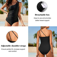 1 x RAW Customer Returns USUN Women s Swimsuit Push Up V Neck Swimsuit One Piece Ruffle Tummy Control Backless Monokinis Cut Out Retro Sexy Slimming Swimwear High Waist Swimsuit - RRP €22.99