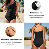 1 x RAW Customer Returns USUN Women s Swimsuit Push Up V Neck Swimsuit One Piece Ruffle Tummy Control Backless Monokinis Cut Out Retro Sexy Slimming Swimwear High Waist Swimsuit - RRP €22.99