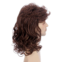 1 x RAW Customer Returns STfantasy Brown Mullet Wig 70s Disco Party Men Wig Long Curly Wigs for Men Hippie Rocking 80s Them Party Cosplay Costume Canival Heat Resistant Hair Wigs - RRP €26.2