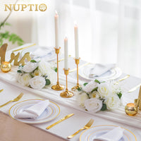 1 x RAW Customer Returns NUPTIO Artificial Flower Centerpieces for Tables 2 Pack 24cm Diameter White Fake Rose Flowers Arrangement Silk Faux Bouquet Wedding Centerpieces for Home Party Anniversary Decoration - RRP €22.16