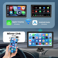 1 x RAW Customer Returns Hikity Wireless Apple Carplay Portable Car Radio 7 Touch Screen Car Stereo with Android Auto Mirror Link FM Bluetooth Transmitter USB TF AHD Reversing Camera 12-36V - RRP €70.66