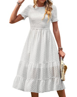 1 x RAW Customer Returns BebreezChic Women s Summer Dress MaxiDress Short Sleeves Round Neck Sheath Line Solid Color Casual Fashion, White M - RRP €24.0