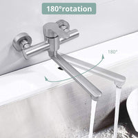 1 x RAW Customer Returns COLFULINE Sink Faucet 15cm, Wall Mount, Flexible Swivel Kitchen Faucet, Hot or Cold Water 304 Stainless Steel Chrome - RRP €38.21