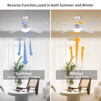 1 x RAW Customer Returns CJOY ceiling fan with light and remote control, 122 cm White Ceiling Fan, 3 Color Temperatures, Dimmable LED, Winter and Summer, 3 Speeds, Timer - RRP €139.99