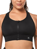 1 x RAW Customer Returns Yvette Sports Bra, High Neck, Extra Strong Support, Anti-Scratch Front Closure, Fintness Gym Bra, Black, XL Large Sizes - RRP €16.58