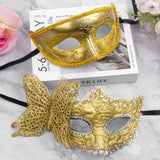 1 x RAW Customer Returns Aomig Venetian Mask, Pack of 2 Masquerade Eye Masks for Men and Women, Sexy Cat Mask Masks for Carnival Masquerade Ball Carnival Evening Dress Party Yellow  - RRP €9.37