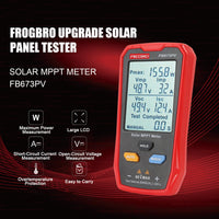 1 x RAW Customer Returns FrogBro FB673PV Solar Panel Tester, 800W Photovoltaic Multimeter, MPPT Measuring Instrument with Ultra Clear LCD, Smart Diagnostics MPPT Open Circuit Voltage, Photovoltaic Module Data Test - RRP €98.99