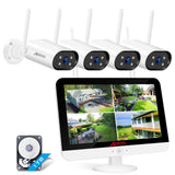 1 x RAW Customer Returns  Sound recording and expandable ANRAN 2K 3MP HD surveillance camera set outdoor WLAN 13 inch 5MP HD LCD monitor 8CH NVR with 4X 3MP wireless waterproof night vision camera pre-installed 1TB hard drive - RRP €383.18