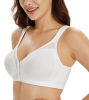 1 x RAW Customer Returns Lemorosy Reducer Bra with Front Closure for Women Minimizer Basic Bra Plus Size Non-Wired Non-Padded Full Cup 100B, White  - RRP €24.78