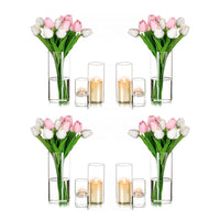 1 x RAW Customer Returns Lantern glass candle holder candle holder glass cylinder Romadedi set of 12 lanterns for candles pillar candles floating candles candle glass glass vase for wedding party dining table table decoration living room - RRP €69.95