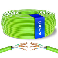 1 x RAW Customer Returns Mr. Tronic 100m Ethernet network cable Cat 6, LAN network cable for fast and reliable internet, AWG24 bulk cable Cat 6 Bulk cable 1 Gbps, 250 MHz, UTP CCA 100 meters, green  - RRP €47.5