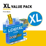 1 x RAW Customer Returns DOREINK LC421XL cartridges compatible for Brother LC421XL LC421 cartridges Brother for printer cartridges Brother LC421 for Brother DCP-J1050DW cartridges DCP-J1140DW MFC-J1010DW cartridges multipack pack of 4  - RRP €21.77