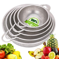 1 x RAW Customer Returns Stainless steel sieve set - fine stainless steel sieve with handle - mesh sieve, sieve set for kitchen, pasta, vegetables, rice, fruit, food, dishwasher safe, set of 5 19.1 cm 22.1 cm 24.9 cm 29 cm 31cm  - RRP €36.29