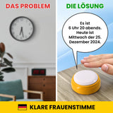 1 x RAW Customer Returns Talking clock 12-hour format - Easier to understand - Voice clock for the elderly, visually impaired, blind, Alzheimer s patients - High visibility alarm clock, German voice - RRP €27.6