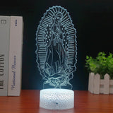 1 x RAW Customer Returns PONLCY Virgin Mary LED Night Light, 16 Colors 3D Illusion Lamp, Remote Control Desk Lamps with Crack Base, Bedroom Decoration Table Lamps for Children Birthday Gifts - RRP €19.15