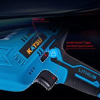 1 x RAW Customer Returns Reciprocating Saw, KATSU FIT-BAT 21V Cordless Reciprocating Saw, 4 Saw Heads, 0-3000SPM Variable Speed, Electric Reciprocating Saw for Metal Wood PVC Pipe Tree Pruning without Battery and Charger  - RRP €26.96