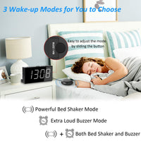 1 x RAW Customer Returns Strong Vibration Alarm Clock with Bed Shaker for Deaf, Hard of Hearing, Heavy Sleepers, Dual Alarm, USB Charger, Easy to Set, Dimmer - RRP €26.21