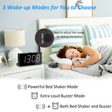 1 x RAW Customer Returns Mesqool Loud Vibration Alarm Clock with Bed Shaker for Deaf, Heavy Sleepers, Double Alarm, USB Charger, Large Display, Snooze, Easy to Set, Summer Time 12 24H, Dimmer - RRP €26.21