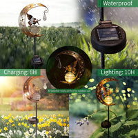 1 x RAW Customer Returns Moon solar lights garden outdoors, metal moon solar lights garden decoration, moon solar lights garden decoration, garden light waterproof path light with flower fairy - RRP €19.15