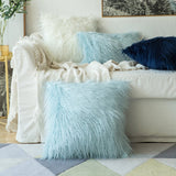 2 x Brand New MIULEE Set of 2 Pieces Deluxe Faux Fur Sofa Cushion Covers Decorative Pillowcases Home Bedroom Living Room Sofa Bed Super Soft Plush Pillowcase Sky Blue 50x50cm - RRP €38.4