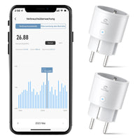 1 x RAW Customer Returns WiFi smart socket with current measurement, mini socket pack of 2, smart home WiFi socket, Alexa accessories, schedule, remote access, works with Alexa, Google Home, SmartThings, only 2.4G WiFi, 10A - RRP €22.99