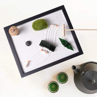 1 x RAW Customer Returns Zen Garden Set, Zen Sand Meditation Ornaments, Mini Meditation Rock and Sand Garden Wooden Base, Buddha, White Sand, Chinese Ornament for Relaxation Meditation 574  - RRP €23.99