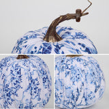 1 x RAW Customer Returns Set of 3 artificial pumpkin decorations, autumn artificial pumpkins for Halloween, living room table decoration, blue and white decorative pumpkin, artificial plant like real autumn decoration - RRP €24.99