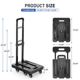 1 x RAW Customer Returns SPACEKEEPER Folding Hand Truck, 227KGS Heavy Duty Platform Trolley with 6 Wheels and 2 Elastic Ropes for Luggage, Travel, Car, Shopping, Moving and Office, Black - RRP €45.67