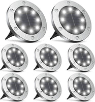 1 x RAW Customer Returns infray solar lights, solar floor lights with 8 LED, solar lamps for outdoors IP65 waterproof, path lights LED solar light garden warm white 8-pack - RRP €30.24