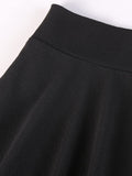 1 x RAW Customer Returns DJT FASHION Women Girls Basic Solid Versatile Stretchy Informal Mini Skater Skirt Black X-Large - RRP €24.08