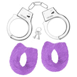 1 x RAW Customer Returns Handcuffs Metal Handcuffs with 2 Keys Plush Metal Fur Handcuffs Police Costume Accessories for Children Party Prop Game Accessories Black  - RRP €7.04