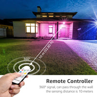 1 x RAW Customer Returns LE 15W LED spotlight RGB with RF remote control, 2-pack waterproof LED floodlights with memory function, dimmable color changing outdoor spotlight, IP65 colored outdoor lamp, colorful floodlight for garden- RRP €36.99